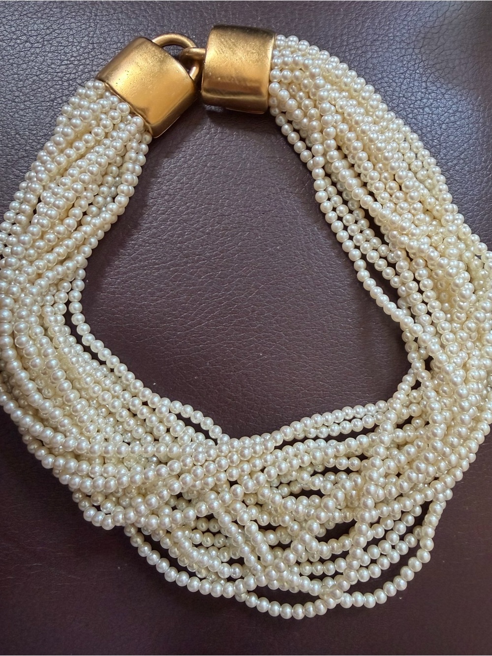 Vintage Carolee multi-strand faux pearl necklace with Gold-Tone Caps
